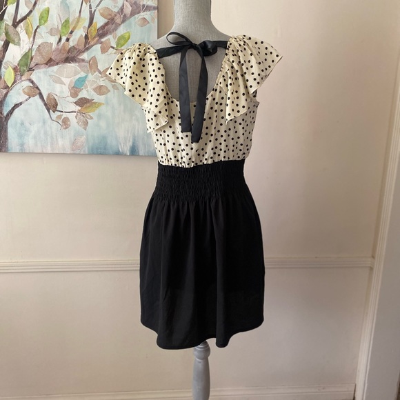 BLACK AND CREAM SÚPER CUTE POLKA DOTS SLIP ON DRESS SIZE SMALL - Picture 8 of 12